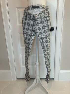 Levi's 524 Too Superlow Black and White Checkered Print Jeans